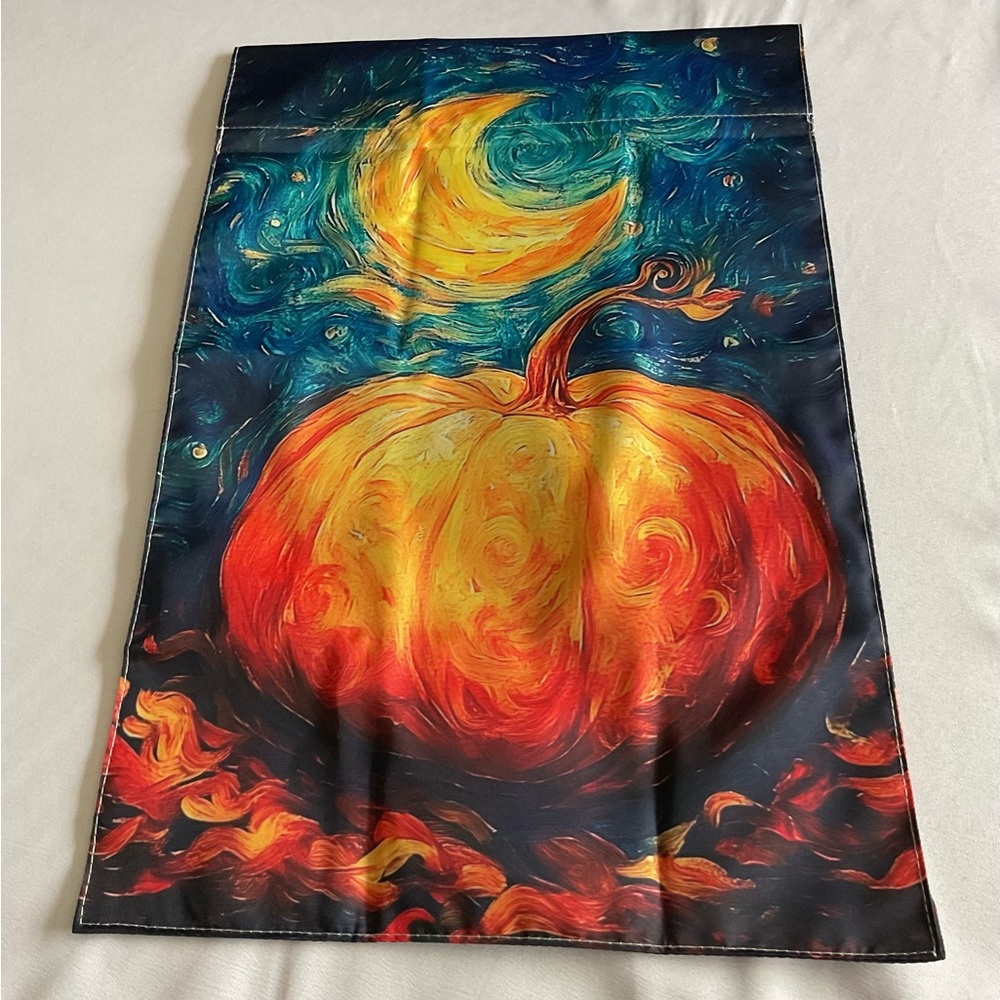 Starry Night Theme featuring Pumpkin & Moon Garden Flag